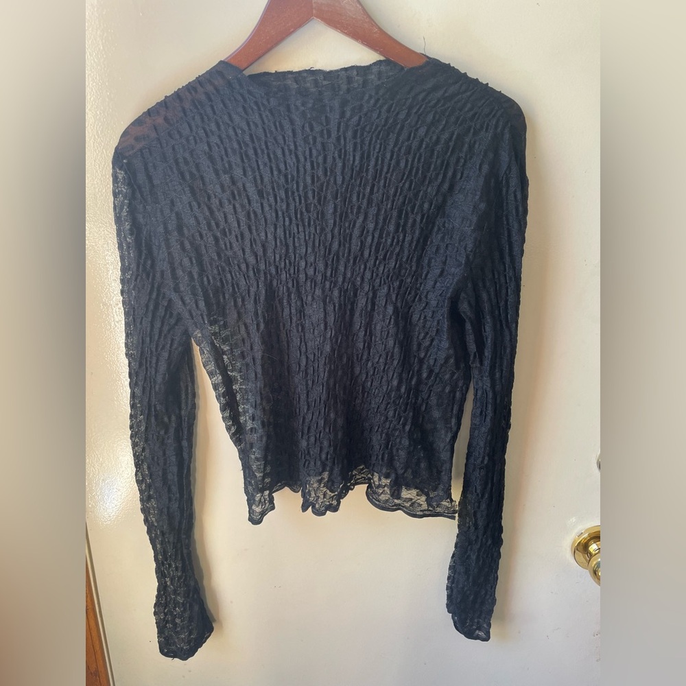 3/$20 Textured Black Long Sleeve Top
